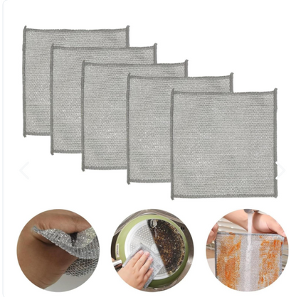Set 5 Paños de Fibra Metálica Multiusos
